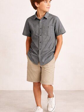 Wrangler Boys Black Check Button Up Shirt Size S 6-7 Short Sleeve NEW